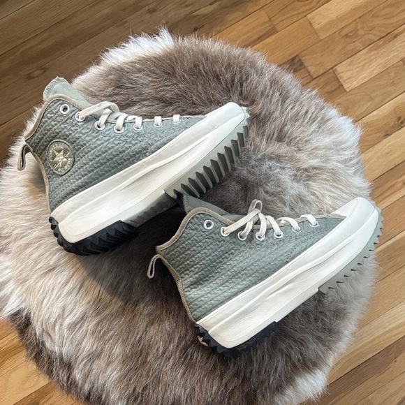 Converse Textured High-Tops in Sage and White - Picture 2 of 4